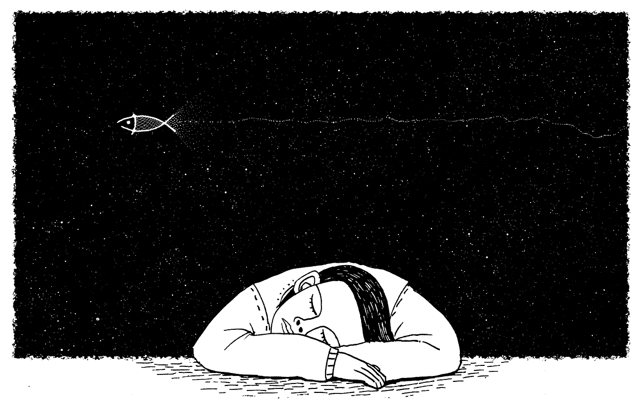 sleeping man illustration
