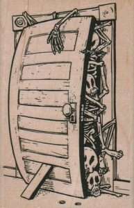 Skeleton in closet illustration